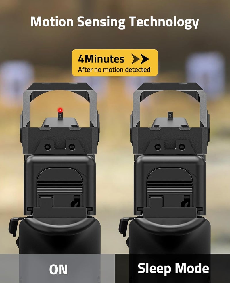 CVLIFE WolfCloak Motion Awake 2MOA Red/Green Dot Scope for RMR Cut Footprint, Shockproof and Waterproof Red Dot Sight, Open Reflex Optics with Adapter Plate for MOS and 21mm Picatinny Base - Image 3